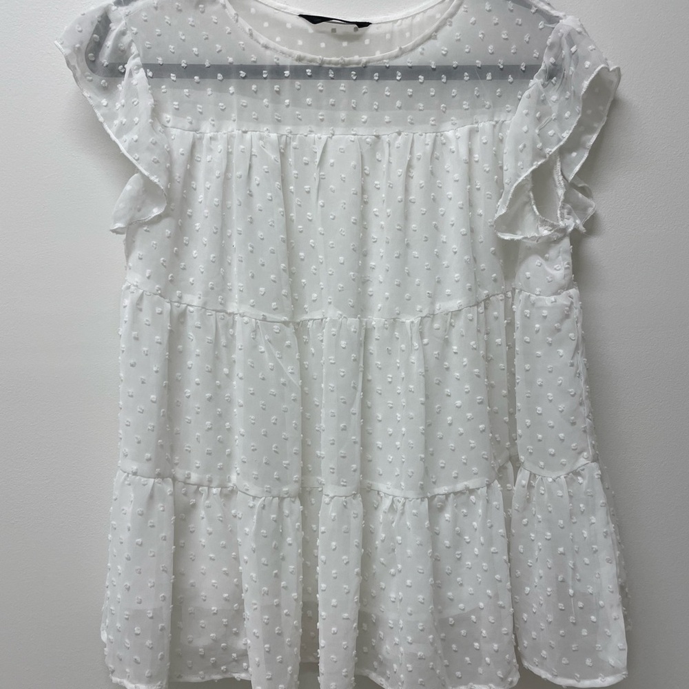 SHEIN White Ruffle Sleeve Blouse